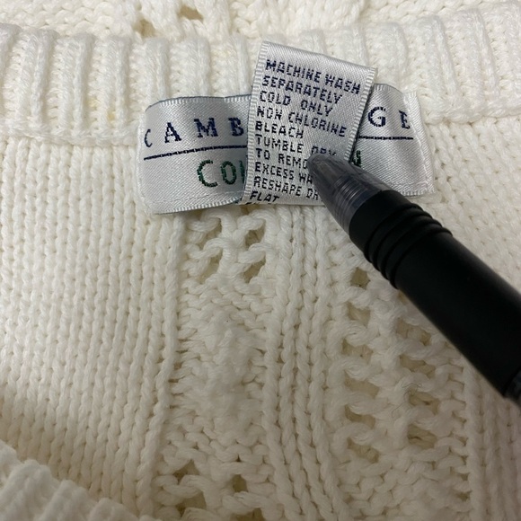 Cambridge Collections Mens Size Large Ivory  Cable Knit Sweater - Picture 4 of 7